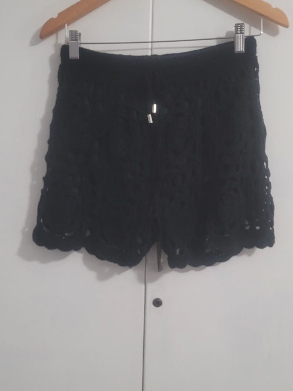 Umgee Black Crochet High Waist Shorts New